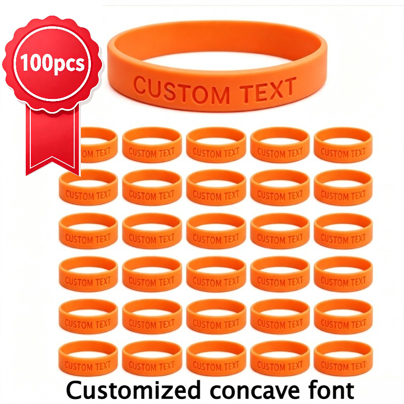 100pcs Custom Silicone Wristbands, Personalised Gift Set